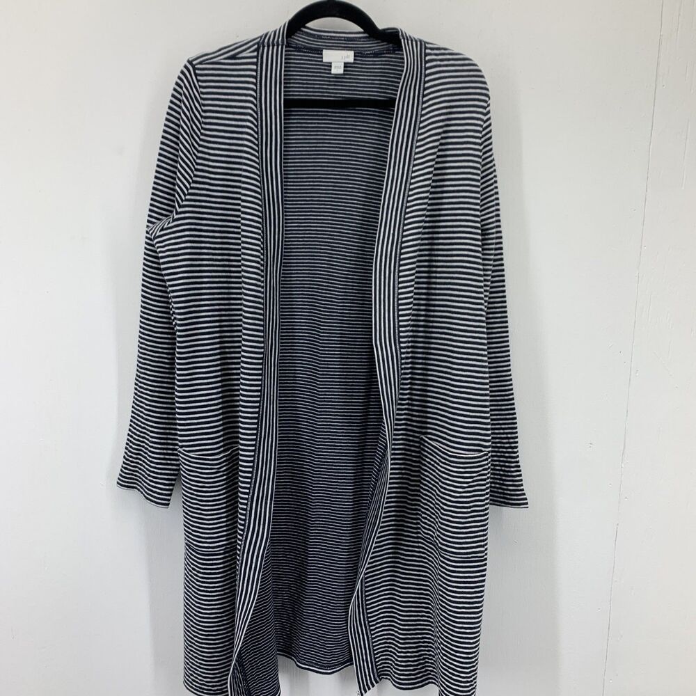 J‎ Jill Womens Large Cardigan Duster Sweater Lagenlook Nautical Beach Coastal